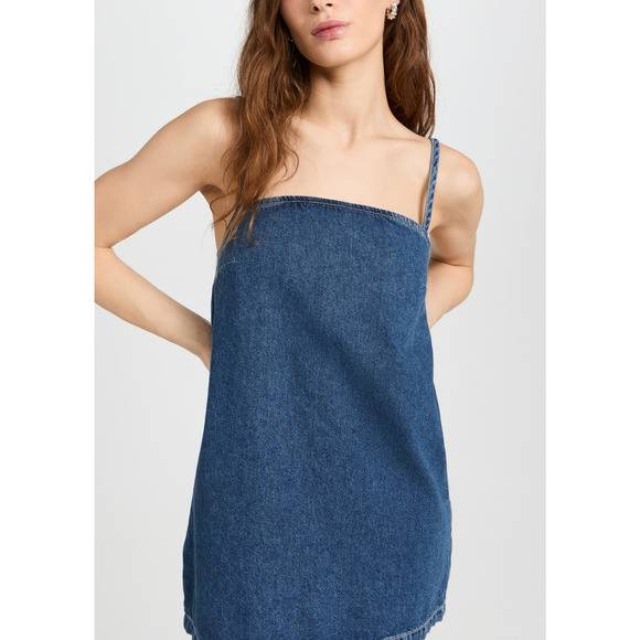 Reformation 'Stella' Blue Denim Mini Dress Size 12 - Picture 1 of 5